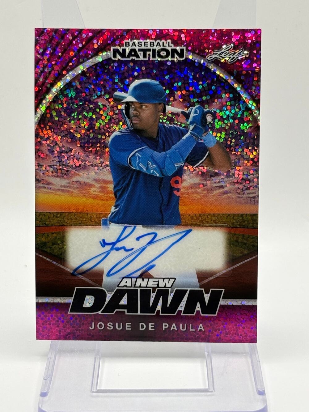 2025 Leaf Baseball Nation Josue De Paula Pink Sparkle Auto 6/6 SP LA Dodgers